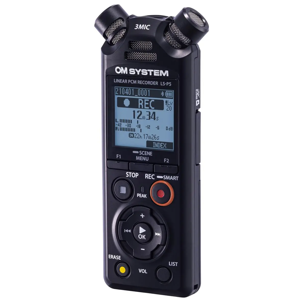 Olympus LS-P5 16GB High-Resolution Bluetooth Stereo Audio Recorder - Black, Expandable Card Compatible Recording Device
