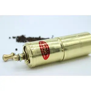 5.5" Handmade Manual Brass Pepper Mill Grinder Sozen, Portable Conical Burr Pepper Mill, Portable Hand Crank Turkish Pepper Grinder