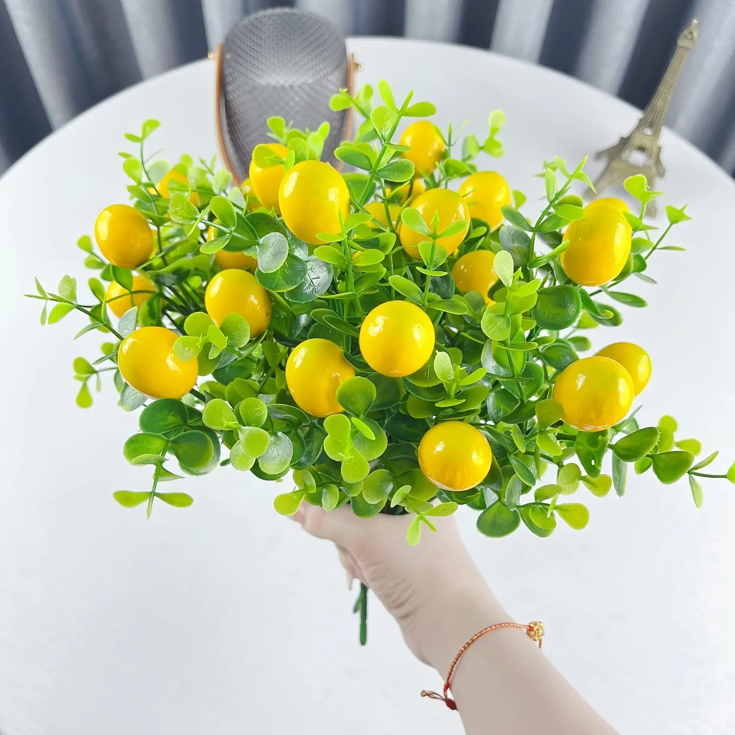 3-Pack 30cm Artificial Lemon Branches with Eucalyptus Leaves, Realistic Lemon Trunk, Kitchen Table Centerpiece, Farmhouse Decor, Fake Plant Decoration, Fruit, Plant Ornament, Decorative Artificial Fake Plants