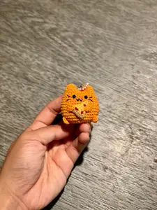 Pizza Cat Crochet Keychain