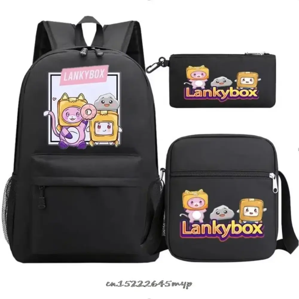 3 Pcs Lanky-box Backpack with Lunch Bag Women Men School Bag Trendy Travel Laptop Backpack Teens Daily Backpack Messenger