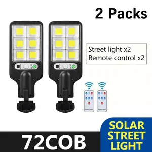 2 PACK Solar Street Lights Outdoor, Solar Lights Outdoor Wide Angle Solar Flood Lights Motion Sensor Dusk to Dawn Remote Control Waterproof IP65, Parking Lot Lights Commercial for Yard