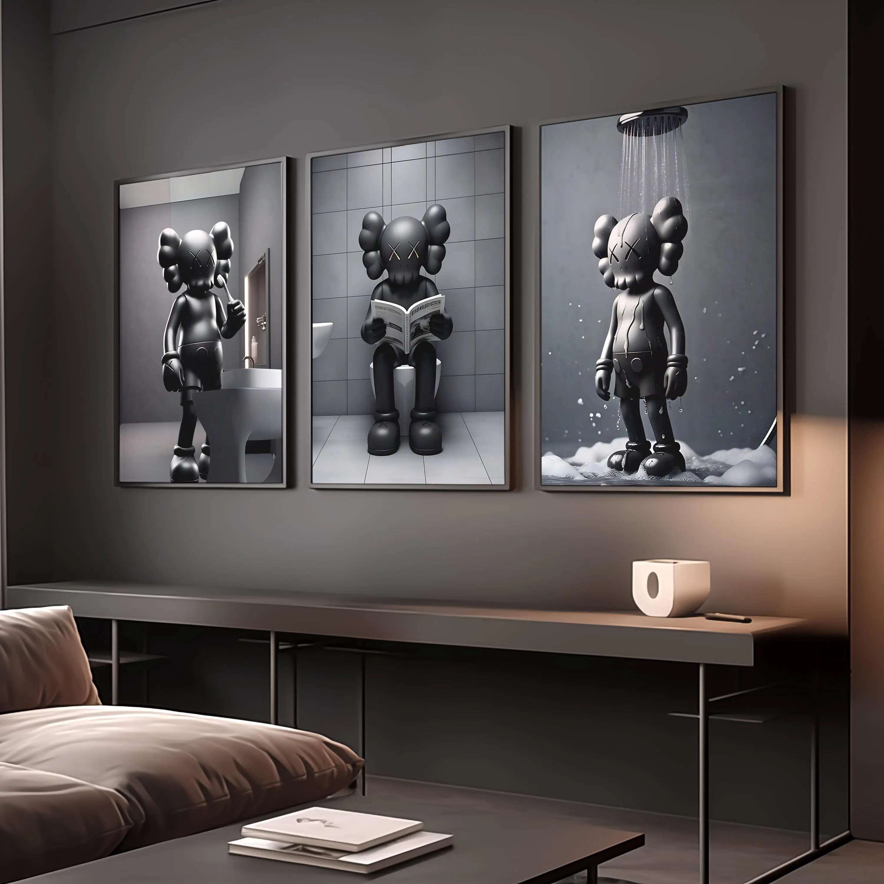 KAWS 3-Piece Artistic Poster Set - Hypebeast Minimalist Graffiti Prints, Home Decoration, House Decor, Room Wall Art, Apartment Accessories, Gift for Art Lovers, Water Resistant