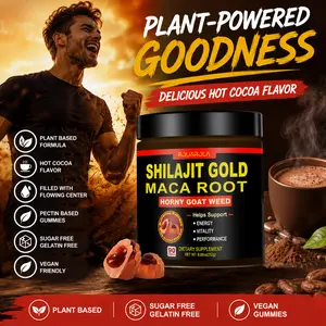 ROLI&ROLA Shilajit Maca Cocoa Flavor Sugar-Free Liquid-Filled Vegan Dietary Supplement Gummies - 90 Count, 30-Day Supply, Supports Daily Vitality for Healthcare & Fitness Needs