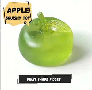 Transparent Green Apple Squishy Toy, Ultra Soft High Elastic Stretchable Fruit Stress Relief Fidget