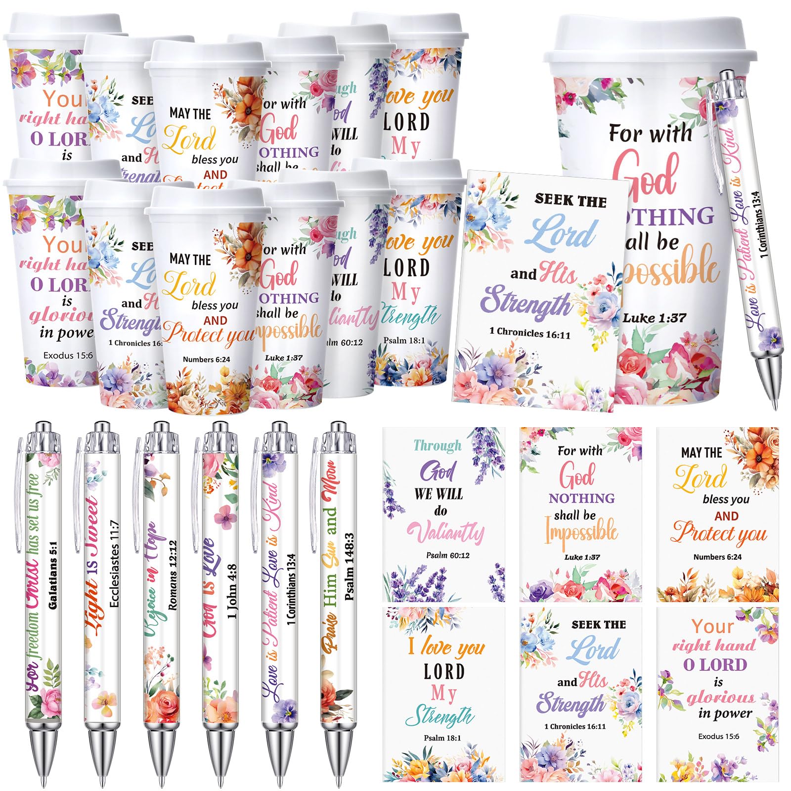 Christian Gifts 36 pcs Church Party Favor Set with 12 pcs Plastic Tumblers with 12 pcs Notebooks 12 pcs Pens Bulk Religious Gift with Floral Bible Verse for Family Prayer Party Birthday Party Supplies, Christian Bulk Gifts for Women Christian Gifts 36 pcs Church Party Favor Set with 12 pcs Plastic Tumblers with 12 pcs Notebooks 12 pcs Pens Bulk Religious Gift with Floral Bible Verse for Family Prayer Party Birthday Party Supplies, Christian Bulk Gifts for Women