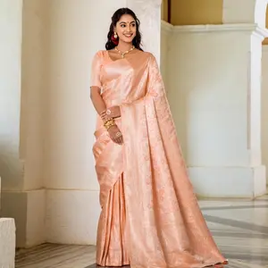 Priya Traditional Women's Saree in Satin Silk in pastel colors