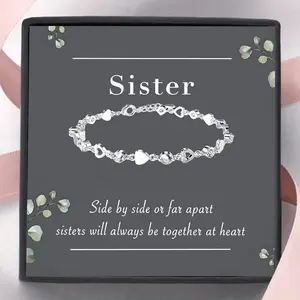 To My sisters, Birthday Gift From sisters，sisters Newest Heart Bracelet Gift, Birthday Gift, Christmas Gift, Gift Card With Text And Gift Box Packaging