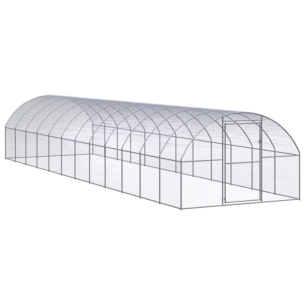 vidaXL Chicken Coop, Chicken Run Hen House, Battery Cage for Chickens Poultry, Easy to Assemble Chicken House Animal Cage, Galvanized Steel 3095468