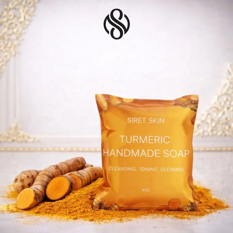 SiretSkin Turmeric Handmade Bar Soap 4 oz - Cleansing Toning Glowing Formula for Radiant Skin Care