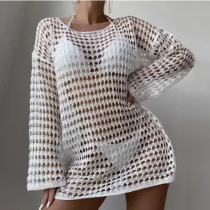 Women's Plus Size Swim Cover Up – Long Sleeve Beach Tunic Dress For Sun Protection Swimwear Bikini Wrap Ladies Sports Swimwear summer beachwear