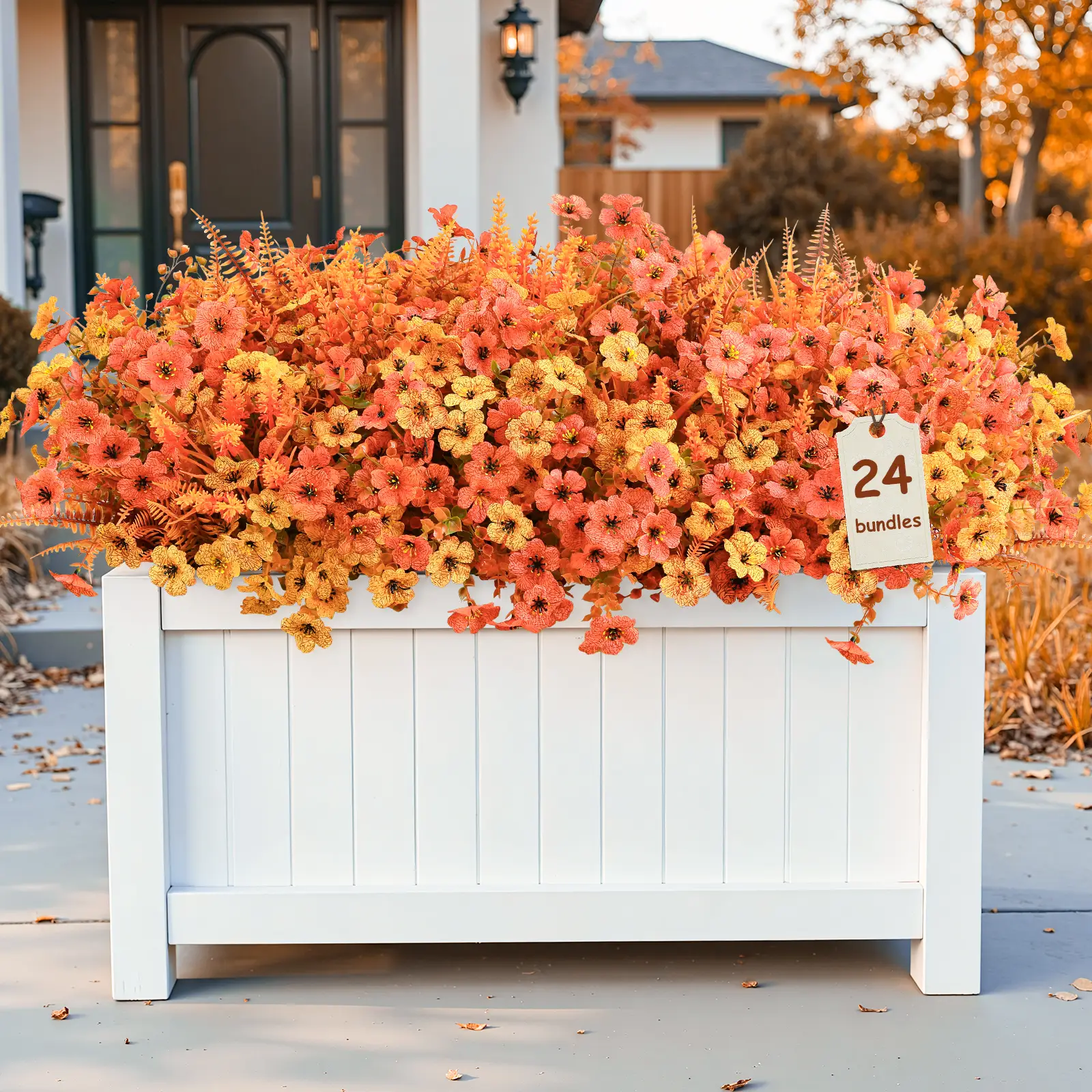 Artificial Flowers (24 Bundles), UV Resistant Fake Bouquets for Indoor & Outdoor Decor, Garden, Porch, Wedding, Party