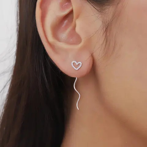 Fashionable Heart Design Wave Chain Earring, Heart Earrings, 1 Pair Fashion Jewelry for Party, Daily Clothing Decor, Trendy Jewelry for Birthday Gift Women Girls Dating Wear