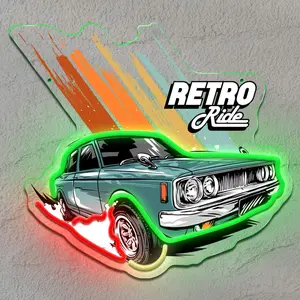 Car Sign Wall Decor Neon Light, Single Color LED Signage, USB Powered, Perfect for Garage, Auto Repair Shop, Man Cave Decoration