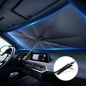 Foldable Anti-UV Windshield Sunshade, Multipurpose Car Front Window Heat Protective Umbrella for Sedan, Suitable SUV For Pickup Truck And Medium-Sized, (55"x31")