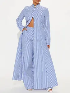 Yacht Trip Stripe Pant Set - White/Blue