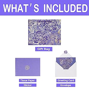 Mother's Day 13" Large Rose Purple Gift Bag Set with Greeting Card and Tissue Paper for Women or Girls for Celebrating Birthdays, Mother's Day, Valentine's Day, Weddings, Anniversaries Mother's Day 13" Large Rose Purple Gift Bag Set with Greeting Card and Tissue Paper for Women or Girls for Celebrating Birthdays, Mother's Day, Valentine's Day, Weddings, Anniversaries