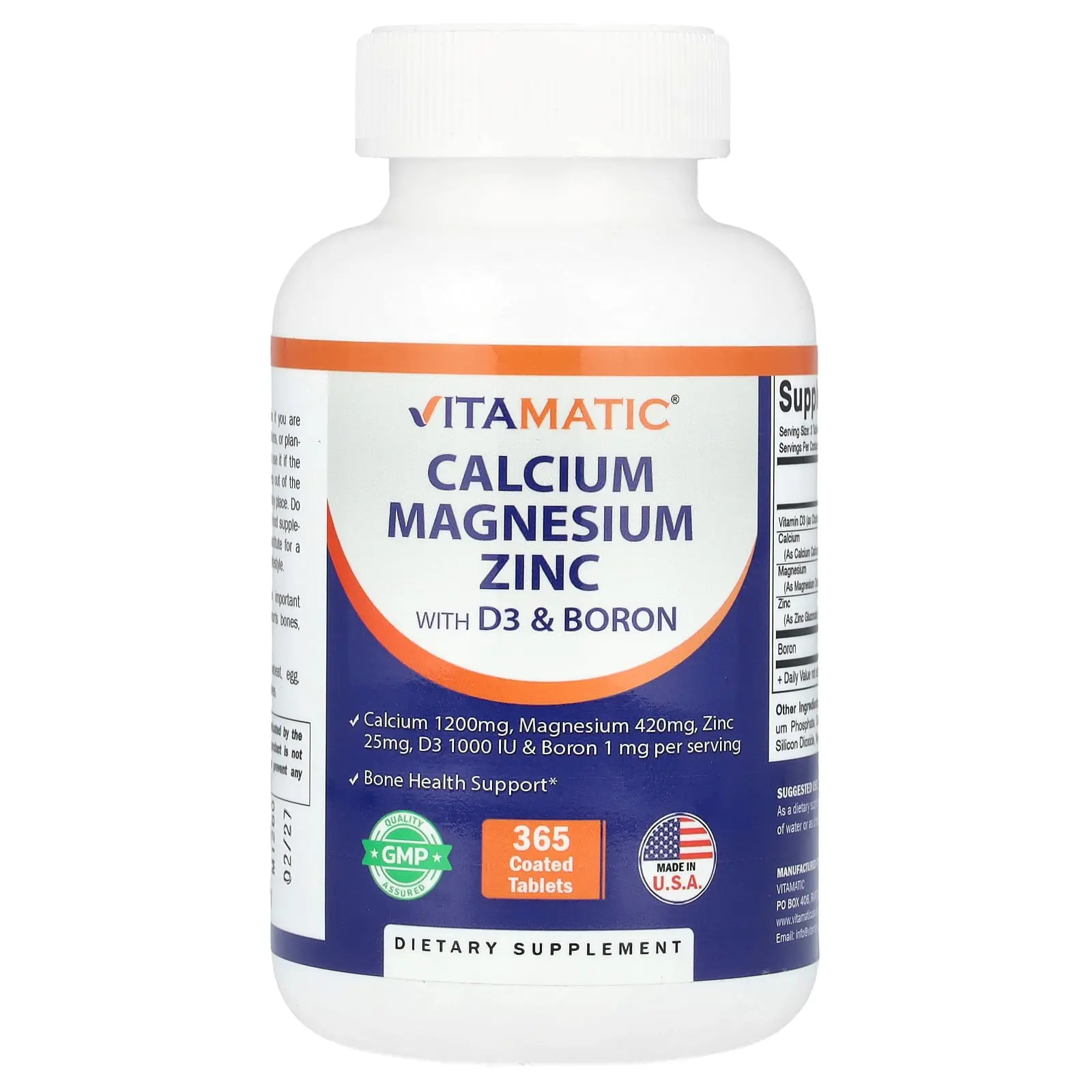 Vitamatic Calcium, Magnesium, Zinc With D3 & Boron, 365 Coated Tablets Vitamatic Calcium, Magnesium, Zinc With D3 & Boron, 365 Coated Tablets