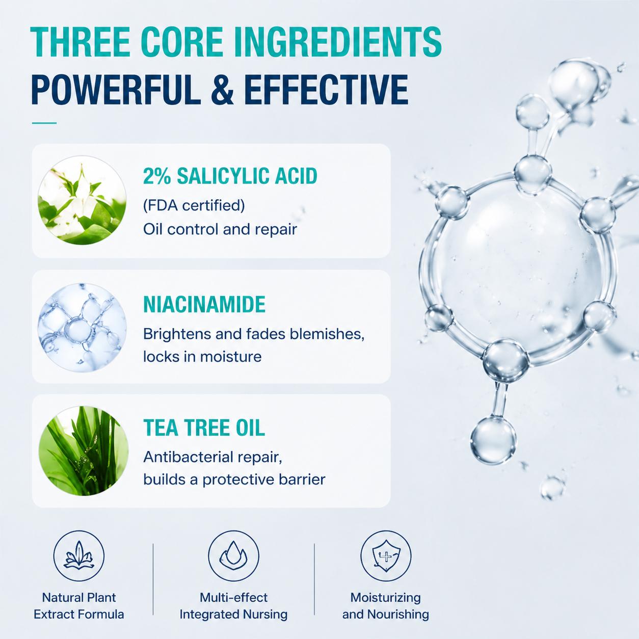 Mecncat Multi-effect Repair Care Roller Micro-molecular Essence with 2% Gold Concentration Salicylic Acid for  Skin Care