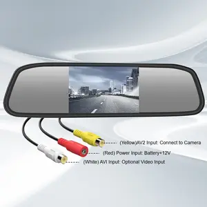 Car Rearview Mirror Display 4.3 Inch Rearview TFT LCD Color Monitor Universal HD Video Auto Parking Monitor