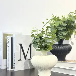 20 PCS Artificial Eucalyptus Stems, 10 White Top & 10 Green Top Faux Leaves, Lovely Floral Picks for Warm Home Decor & Wedding Floral Arrangements