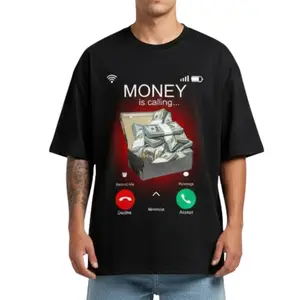 TFashion Graphic Tee - Money, Fitted Short Sleeve Crew Neck, Stylish Summer Medium Length Tee, Soft Breathable Fabric, Versatile for Any Occasion