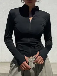 Women's High Elasticity Full Zipper Sports Yoga Jacket Outerwear, Ideal for Gym Workouts and Outdoor Running, Spring and Autumn Fashion