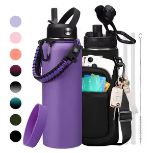 Half Gallon Vacuum Flask Water Bottle - Big Water Jug with Straw & Spout Lid,Carrier Bag, 32/40/64/128oz Stainless Steel Insulated Water Bottle