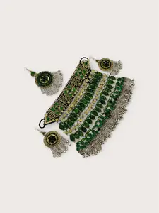 Afghan Jewelry Set Vintage Tribal Necklace Earrings | Boho Ethnic Statement Jewelry | Kuchi Afghan Bridal Jewelry