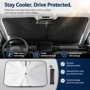 Portable Car Windshield Sunshade, Foldable Windshield Sun Umbrella, Car Exterior Accessories, Car Windshield Cooling Umbrella for Daily