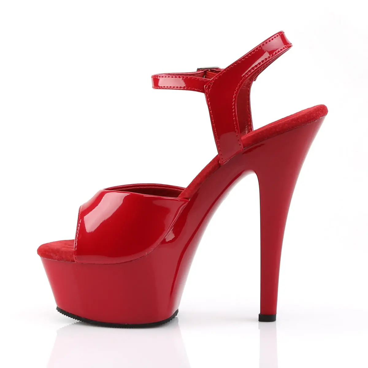 Women's Stylish High-Heel Sandals - 6 in Heel, Red Patent Buckle, Platform Shoe, Fashion Footwear (KISS-209), High Heels