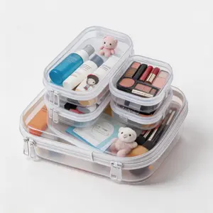 5PCS Clear Hard Shell Organizer Bags with Zipper, Waterproof Cosmetic & Diaper Bag Pouches, Portable Storage Case for Toiletries, Toys, Cables & Makeup