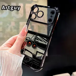 Racing Glow Pattern Four Corner Anti-Fall Phone Case Transparent Electroplated Protective Cover for iPhone 17 Pro Max 16 Air 15 Plus 14 13 12 11 E