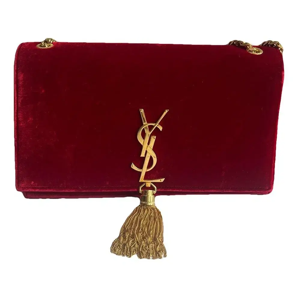 Pre-owned Yves Saint Laurent velvet Shoulder Bags Saint Laurent Pompom Kate handbag Z 1200