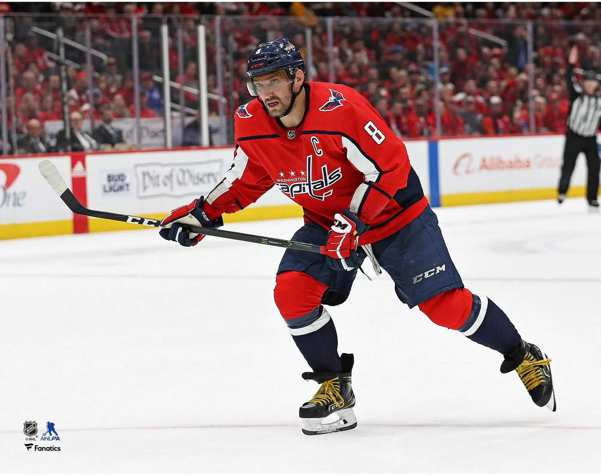 Alex Ovechkin Washington Capitals Unsigned Red Jersey Skating Photograph