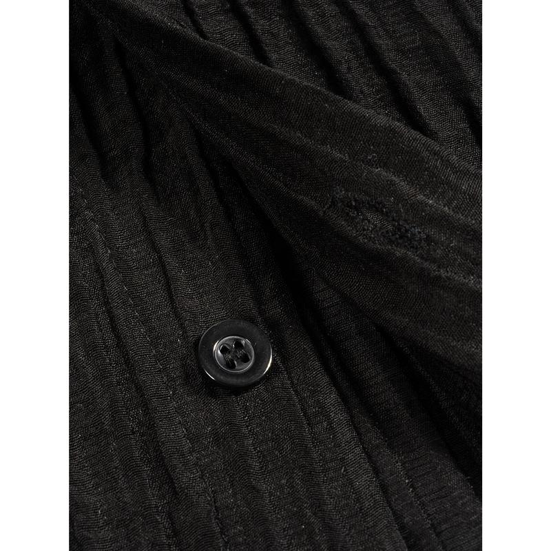 ZF - Textured Short Sleeve Button-Up Shirt - Black