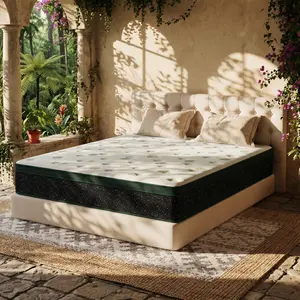 Galaxy Hybrid Mattress 12"/14" Queen | Snow-White Top & Forest Green Starry Side | Cooling Gel Memory Foam + Pocket Springs | Medium Firm, Motion Isolation | Reinforced Edge | CertiPUR-US | Bed-in-a-Box outdoorfun