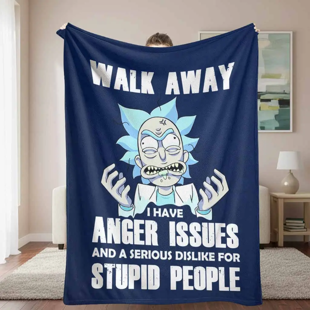 Angry Scientist Quote Flannel Throw Blanket, Funny Cartoon Print, Breathable Wrinkle-Resistant Durable Soft Cozy Lightweight Warm, Machine-Washable Travel Blanket for Sofa Bed Gift
