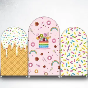 15-day 2D Flat Delivery Rainbow Cake Sweets Arch Backdrop Cover for Candy Theme Party