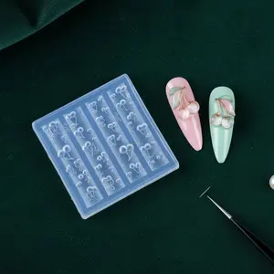 Cherry Nail Art Silicone Mould, Cute Fairy Retro Y2K Fruit Nail Relief, Easy to Demould, Reusable, Delicate Detail for DIY Manicure