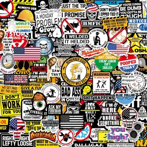 150 PCS Hard Hat Stickers for Tool Box, Helmet, Funny Blue Collar Stickers, Prank meme Vinyl and Waterproof decal for Mechanics, Electricians, Union, Oilfield, Military, Construction