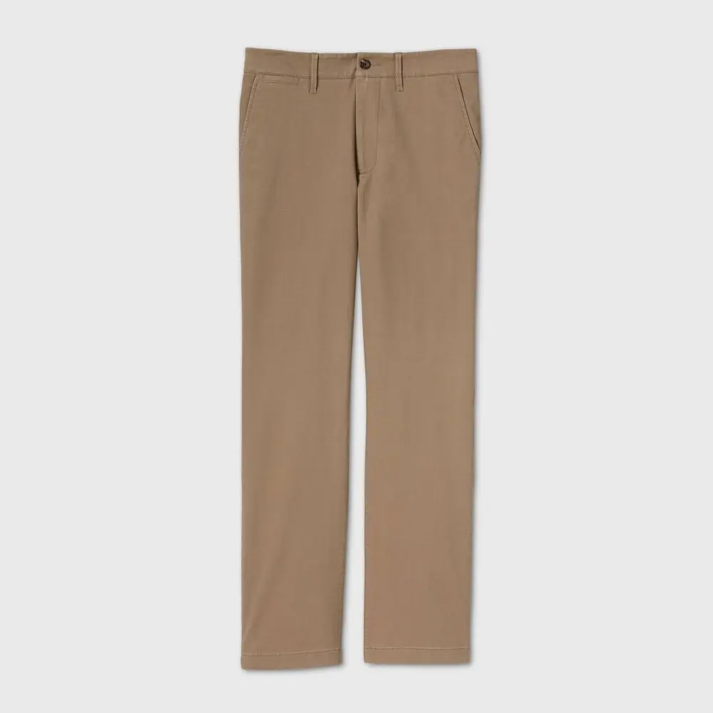Men's Every Wear Straight Fit Chino Pants - Goodfellow & Co Tan 42x30: Midweight Cotton Spandex Blend