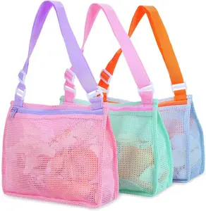 Beach  Mesh Beach Bag  Shell Collecting Bag Beach Sand  Seashell Bag Swimming Accessories for Boys and Girls(Only Bags,A Set of 3)