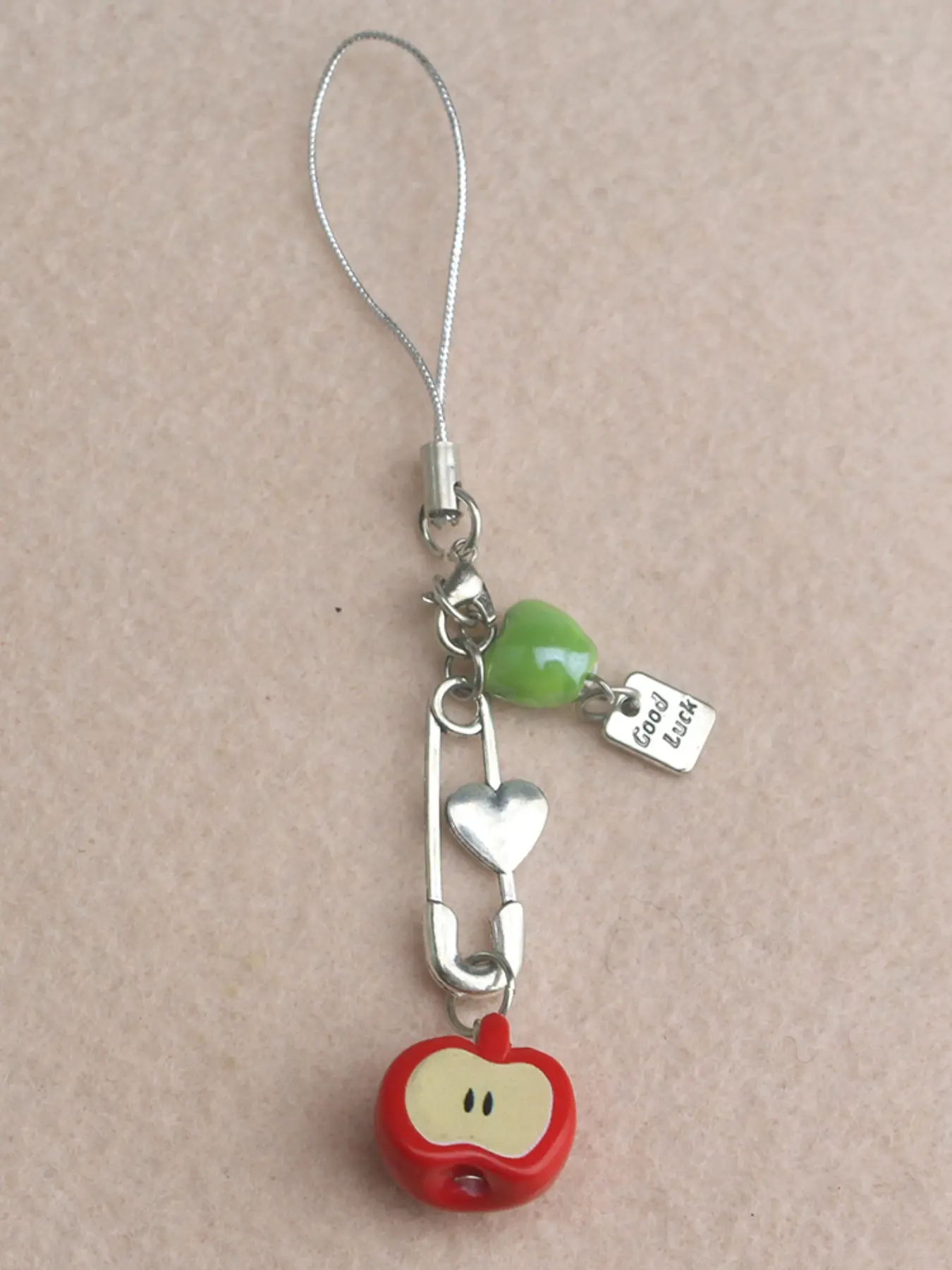 Boho Apple Beaded Keychain Cell Phone Charm Strap Phone Wrist Strap for Girls Vintage CCD Camera Chain Bag Lanyard Game Love and Deepspace Caleb Cosplay Pendant Cellphone Accessories