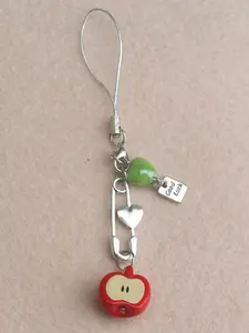 Boho Apple Beaded Keychain Cell Phone Charm Strap Phone Wrist Strap for Girls Vintage CCD Camera Chain Bag Lanyard Game Love and Deepspace Caleb Cosplay Pendant Accessories