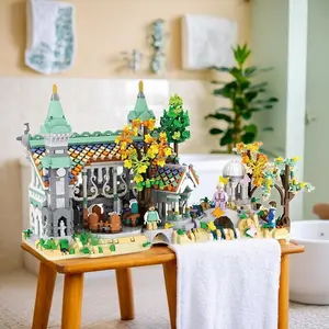 2900pcs Gorge Castle Building Set, 3D Stereo Model Kit, Multicolor Mixed Blocks, Abs Material, Creative Decoration Toy, Perfect Gift, Block Figures