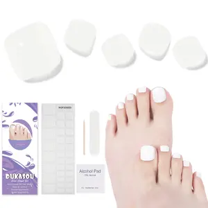 Semi Cured Gel Pedicure Strips, 32 Solid Color Gel Toenail Stickers Full Nail Wraps for Women Girls Kids, Includes Prep Pads, Nail File & Wood Stick (Hazy Dark Night) gelnails trips