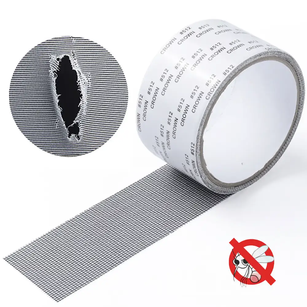 Strong Adhesive Screen Repair Tape – Weatherproof Fiberglass Mesh Patch for Window & Door Screens, DIY Easy Fix for Holes, Rips, and Tears, Seamless I