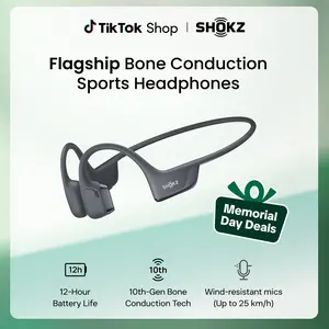 SHOKZ OpenRun Pro 2 - Open-Ear, Bone Conduction Sport Headphones - Sweat Resistant, Workout Headphones with Deep Bass and Smart Mic