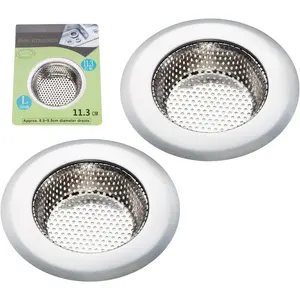 2 PCS Kitchen Sink Strainer - Stainless Steel, Large Wide Rim 4.5" Diameter